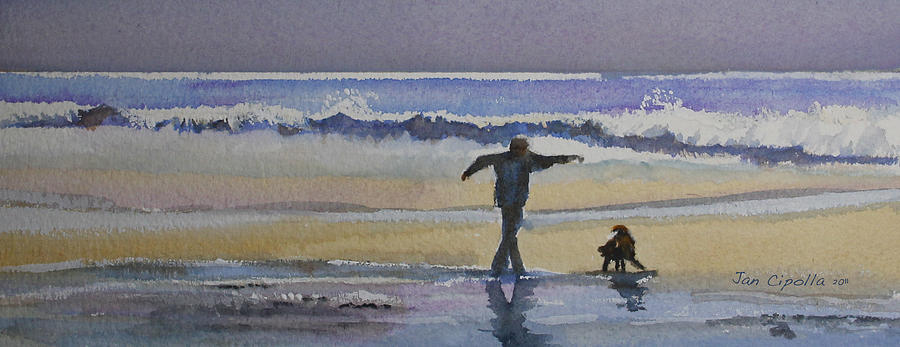 900x347 Dancing On The Beach Painting By Jan Cipolla - Dancing On The Beach Painting