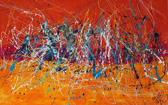 638x400 Dancing On The Beach Large Abstract Expressionism Art - Dancing On The Beach Painting