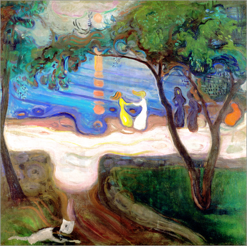 500x497 Edvard Munch Dancing On The Sea Beach Poster Posterlounge - Dancing On The Beach Painting