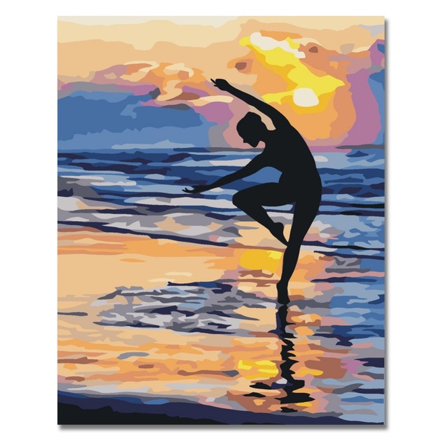 640x640 Girl Dancing On Beach Oil Painting By Numbers Diy Abstract Digital - Dancing On The Beach Painting