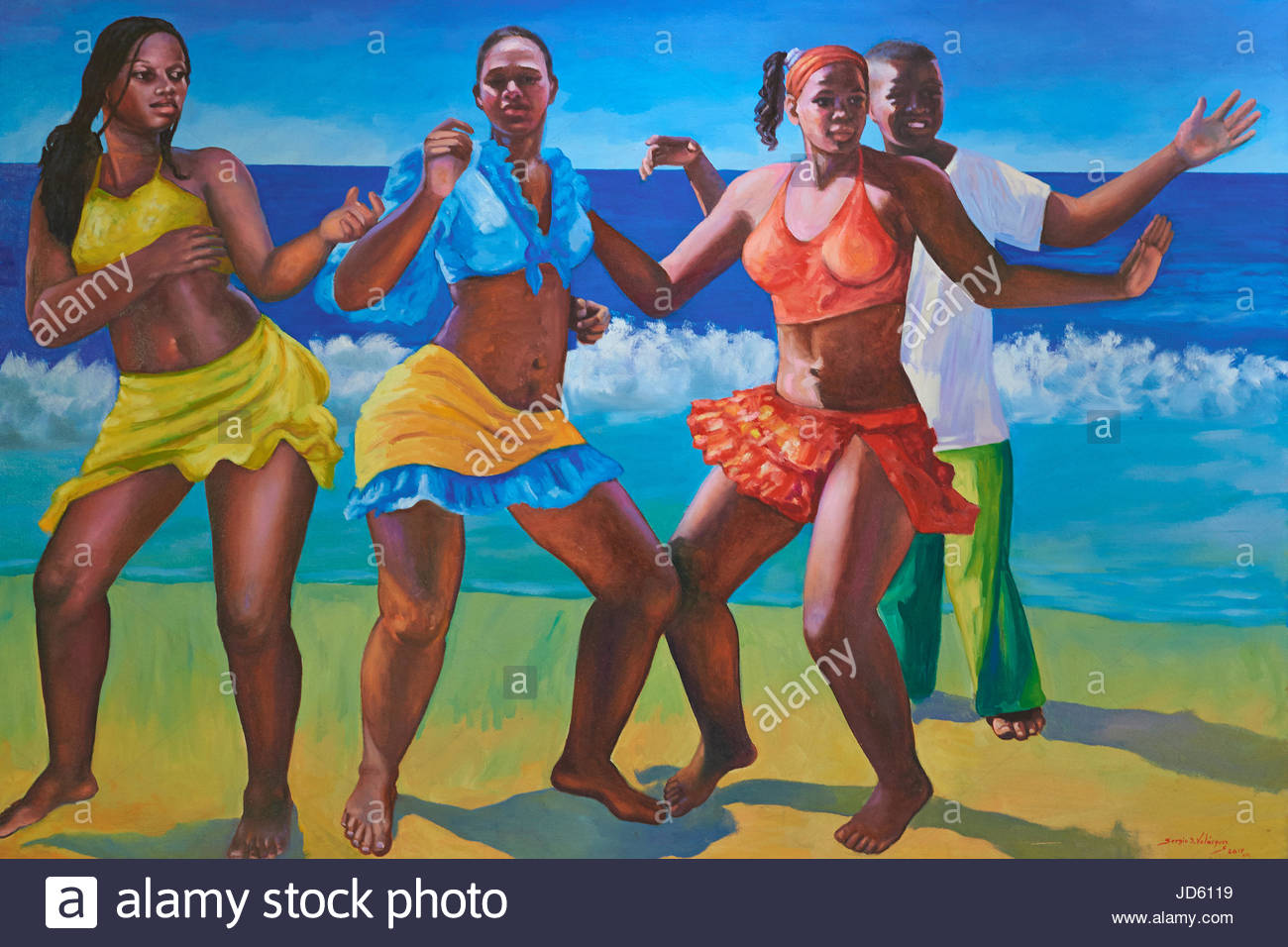 1300x956 Managua, Nicaragua - Dancing On The Beach Painting
