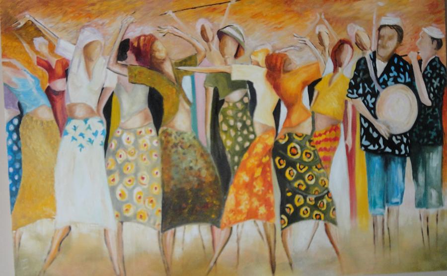 900x556 Solddancing On The Beach Painting By Farid Fakhriddin 80x120 Cm - Dancing On The Beach Painting