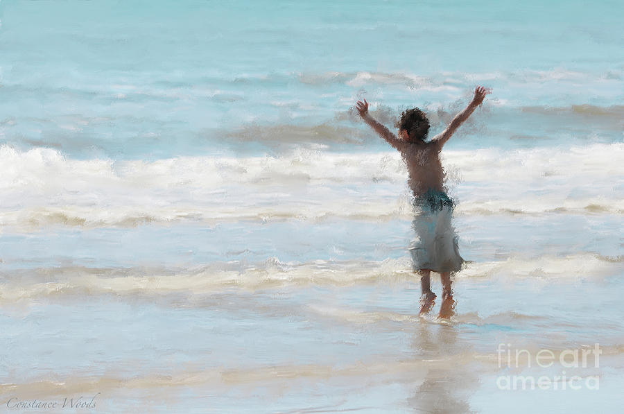 900x597 Beach Boy Dancing Painting By Constance Woods - Dancing On The Beach Painting