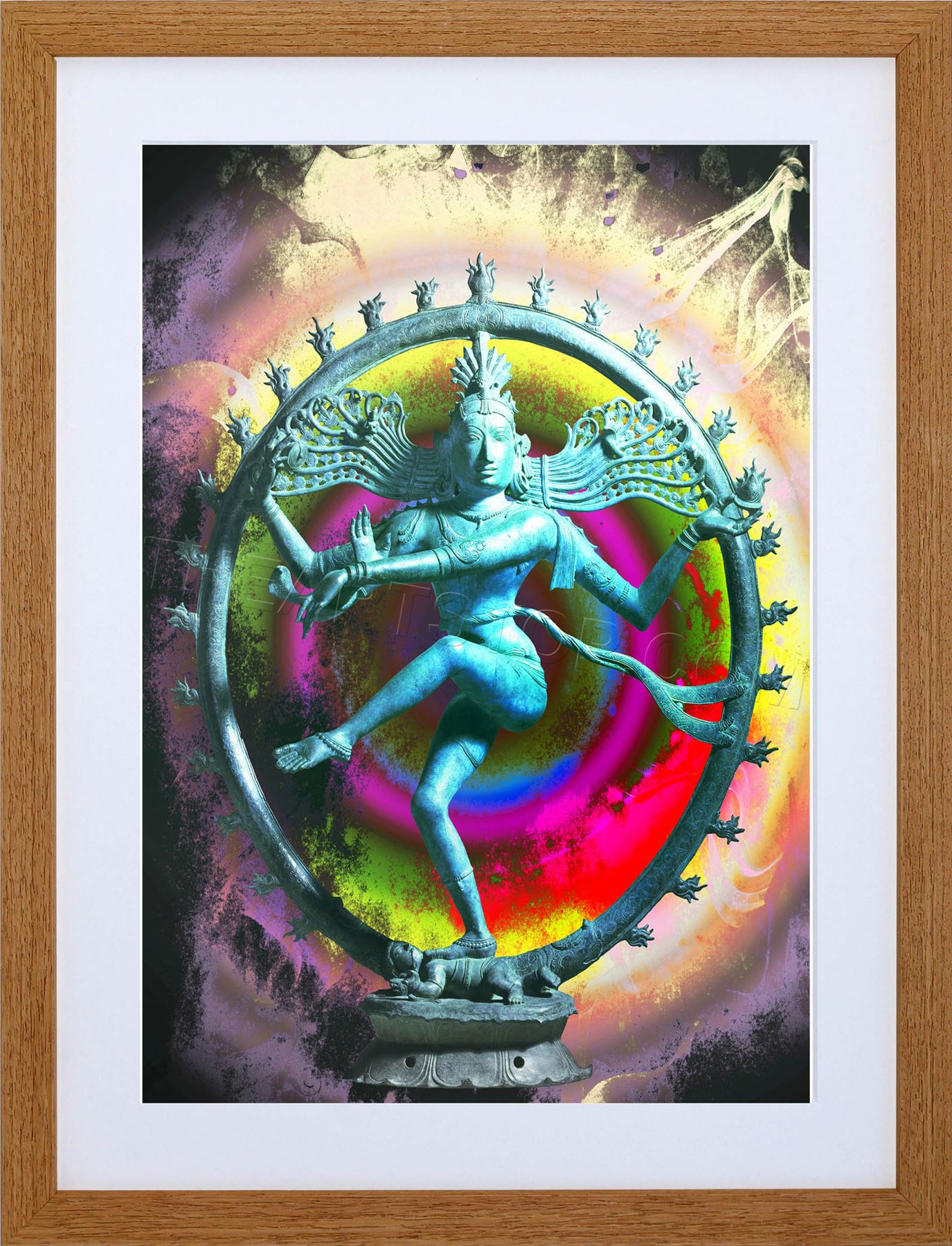 1375x1800 Psychedelic Shiva Dancing Framed Picture Mount Poster Art Print - Dancing Shiva Painting