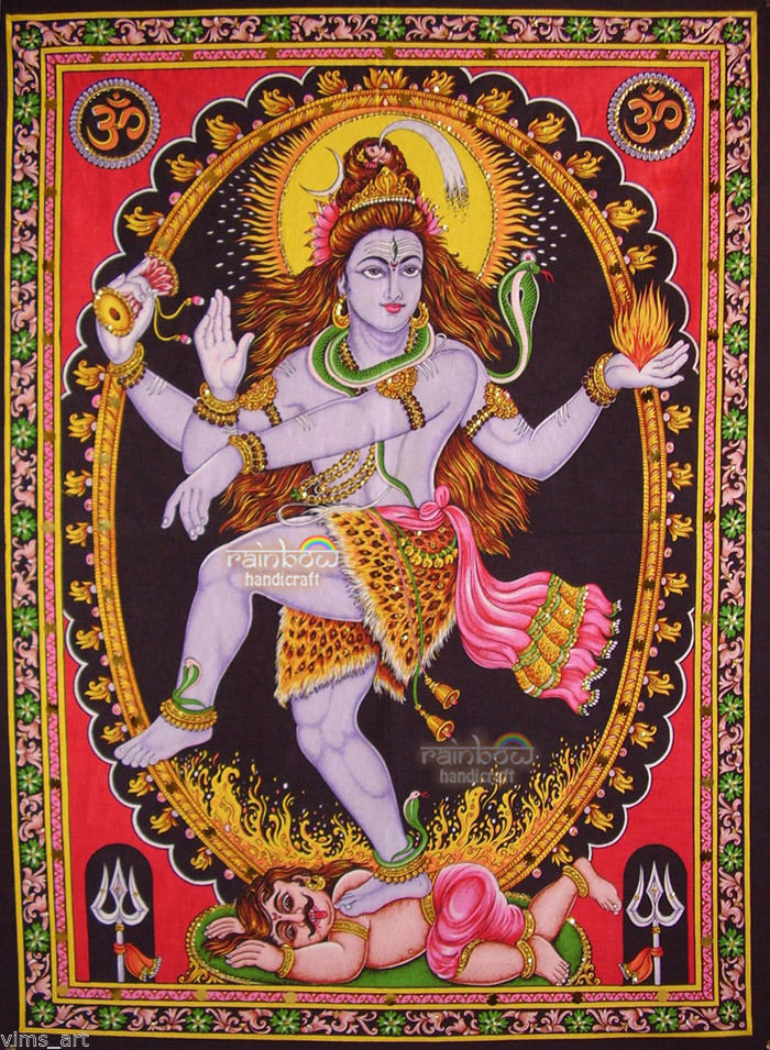 700x955 Shiva Dance Natraj Nataraja Sequin Wall Hanging Cotton Hindu - Dancing Shiva Painting