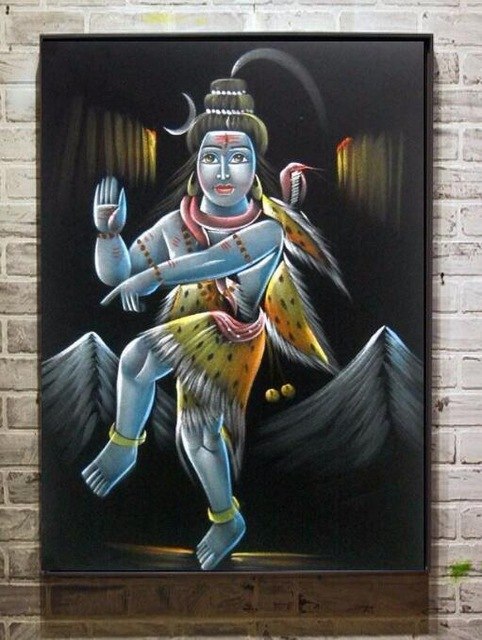 482x640 Dancing Lord Shiva Nataraja Oil Painting On Velvet Fabric India - Dancing Shiva Painting