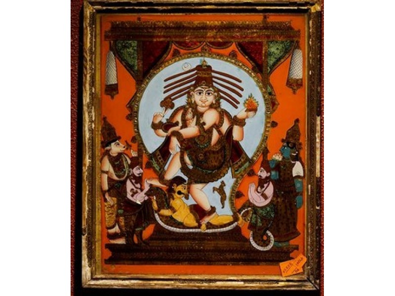 800x600 Dancing Shiva Glass Painting Antique Glass Painting - Dancing Shiva Painting