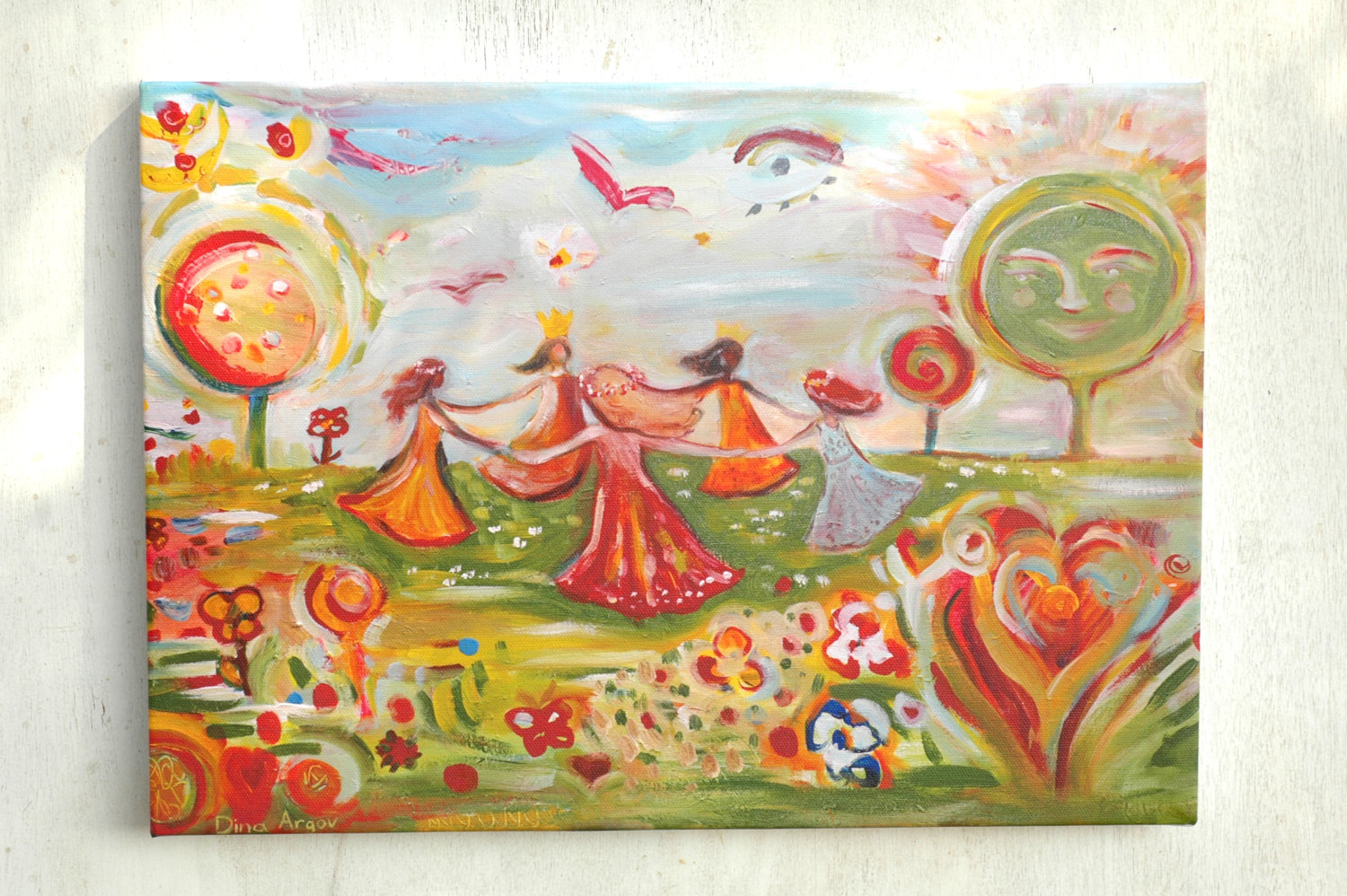 1500x998 Dancing Women Print Women Circle Women Painting Gift - Dancing Woman Painting