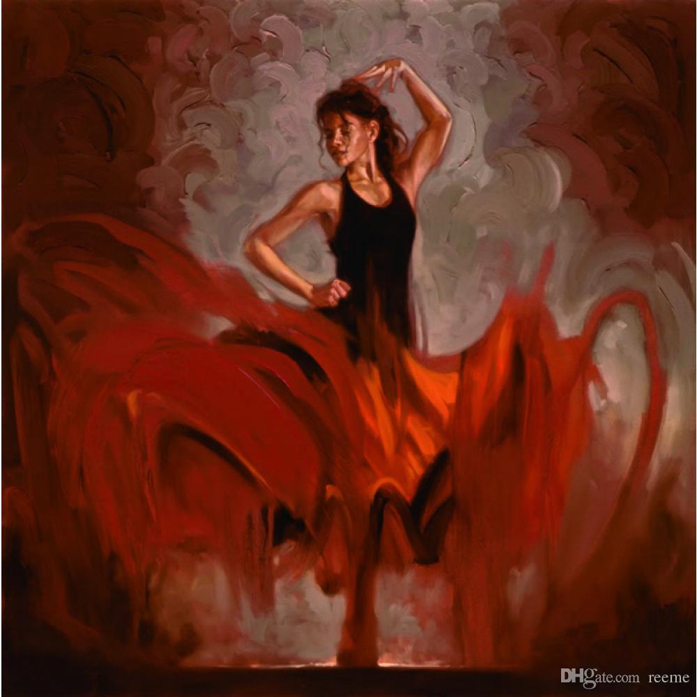 1000x1000 2018 Spanish Flamenco Art Hand Painted Oil Paintings Dancing Woman - Dancing Woman Painting