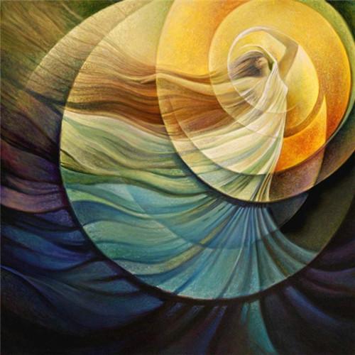 500x500 Diy Diamond Painting Dancing Woman Within Circles - Dancing Woman Painting