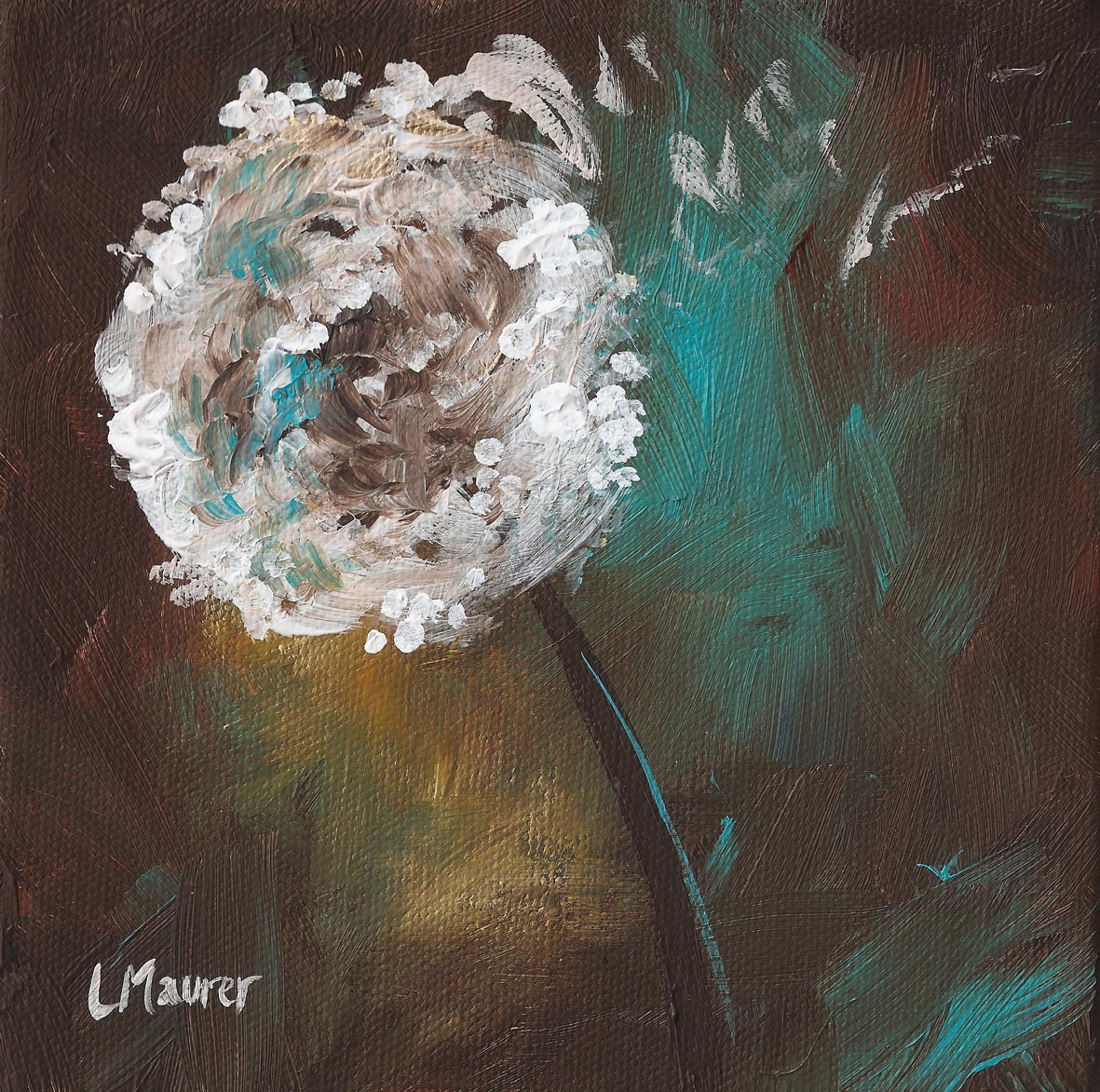 1181x1173 Wishes On Lauren Maurer Artworks - Dandelion Acrylic Painting