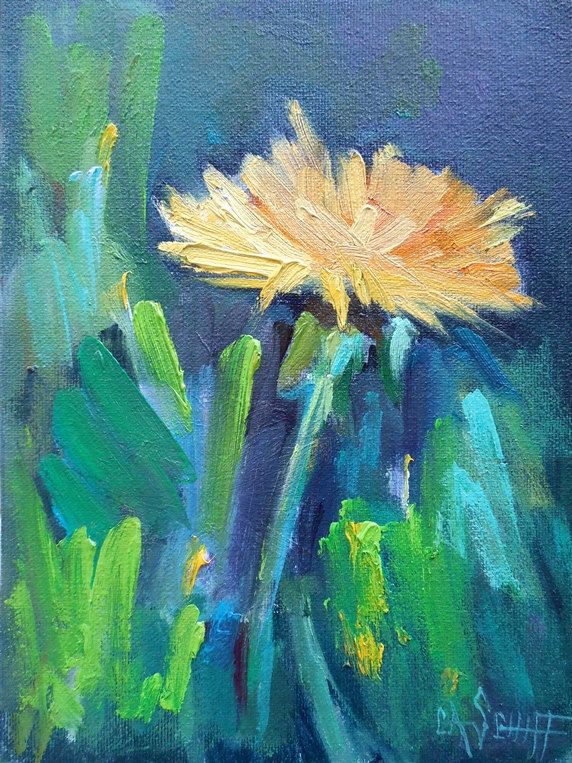 572x763 Impressionist Dandelion Small Oil Painting, Flower Painting, Small - Dandelion Oil Painting