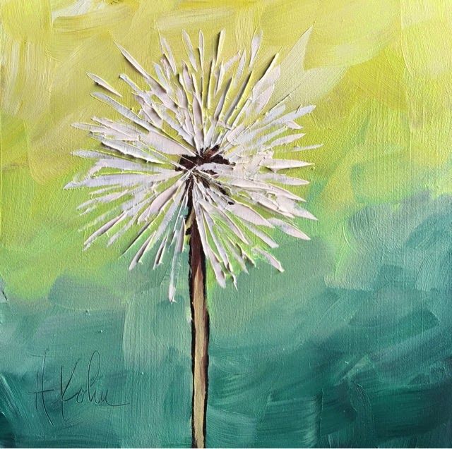 640x637 Dandelion Art Original Oil Painting By - Dandelion Oil Painting