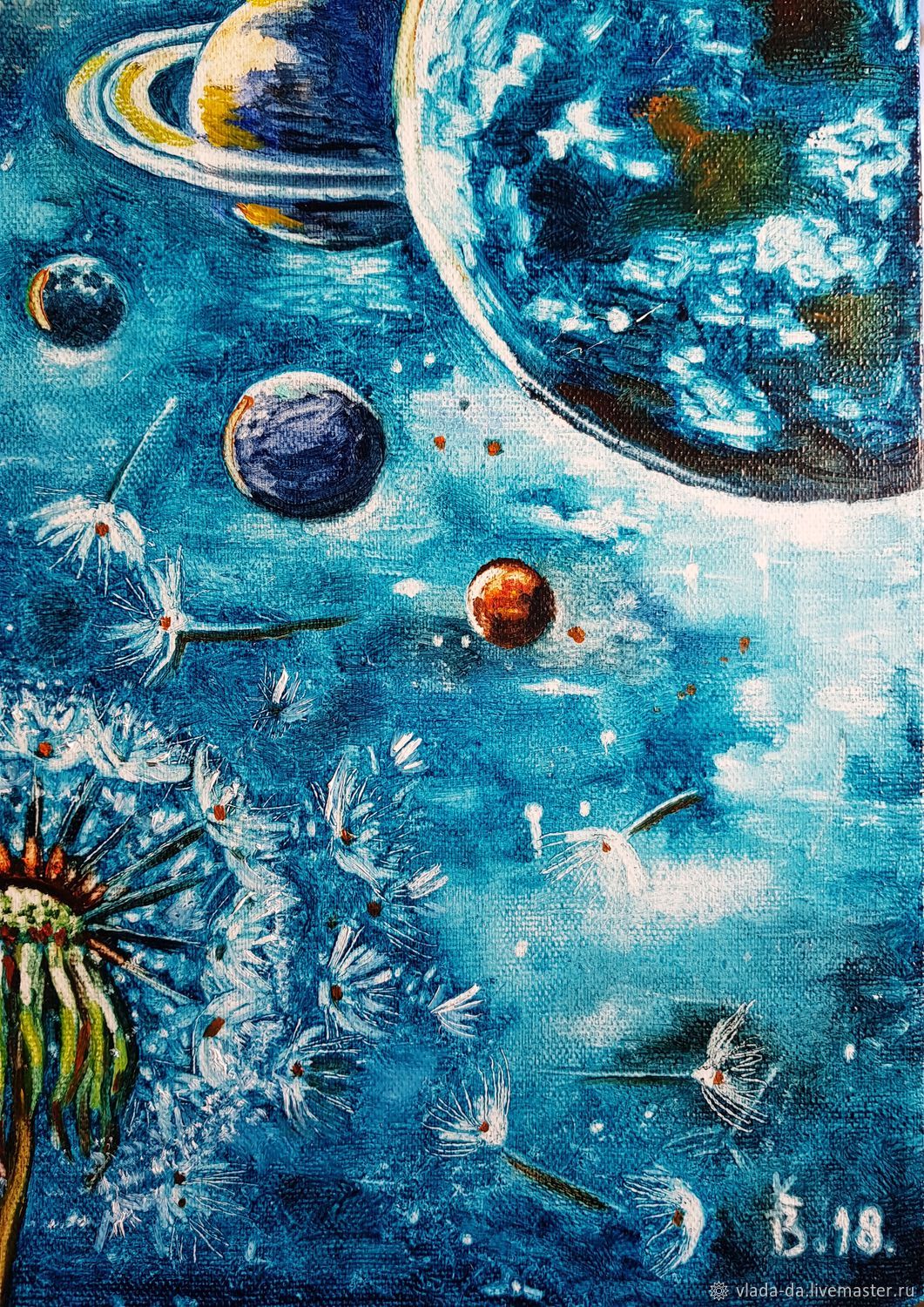 1061x1500 Cosmic Dandelion Oil Painting Shop Online On Livemaster - Dandelion Oil Painting