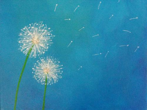 500x375 Dandelion Amp Peacock Feather Paintings - Dandelion Painting