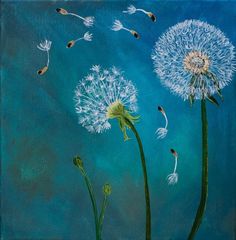 236x240 Dandelion In The Wind Print Of Watercolor Painting Aceo Art - Dandelion Painting