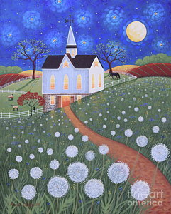 241x300 Dandelion Moon Painting By Mary Charles - Dandelion Painting