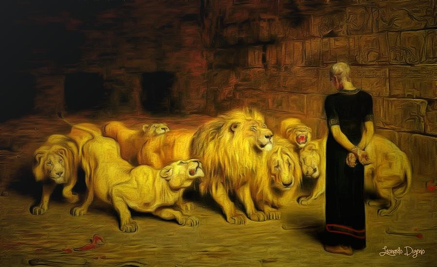 900x550 Daniel In The Lions' Den Painting By Leonardo Digenio - Daniel And The Lions Den Painting
