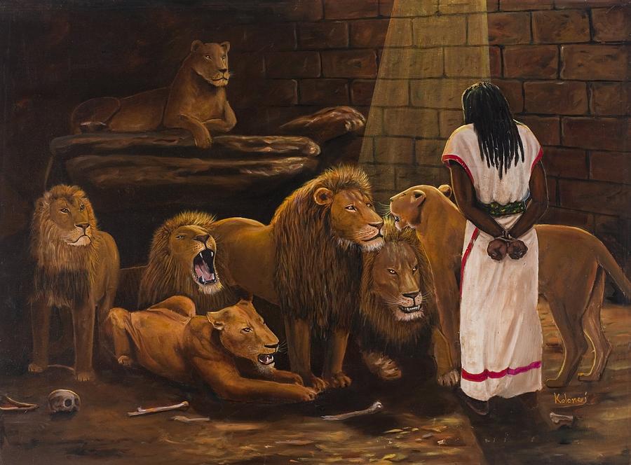 900x664 Daniel In The Lions Den Painting By Kolongi Theartist - Daniel And The Lions Den Painting