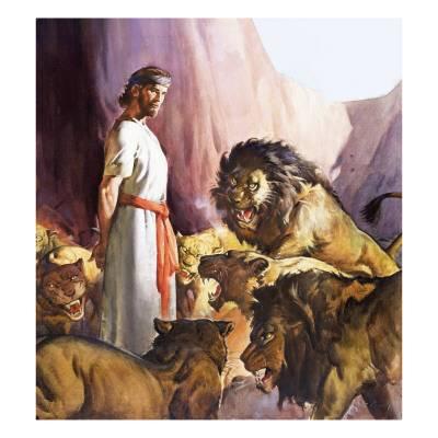400x400 Beautiful Daniel In The Lions' Den Artwork For Sale, Posters - Daniel And The Lions Den Painting