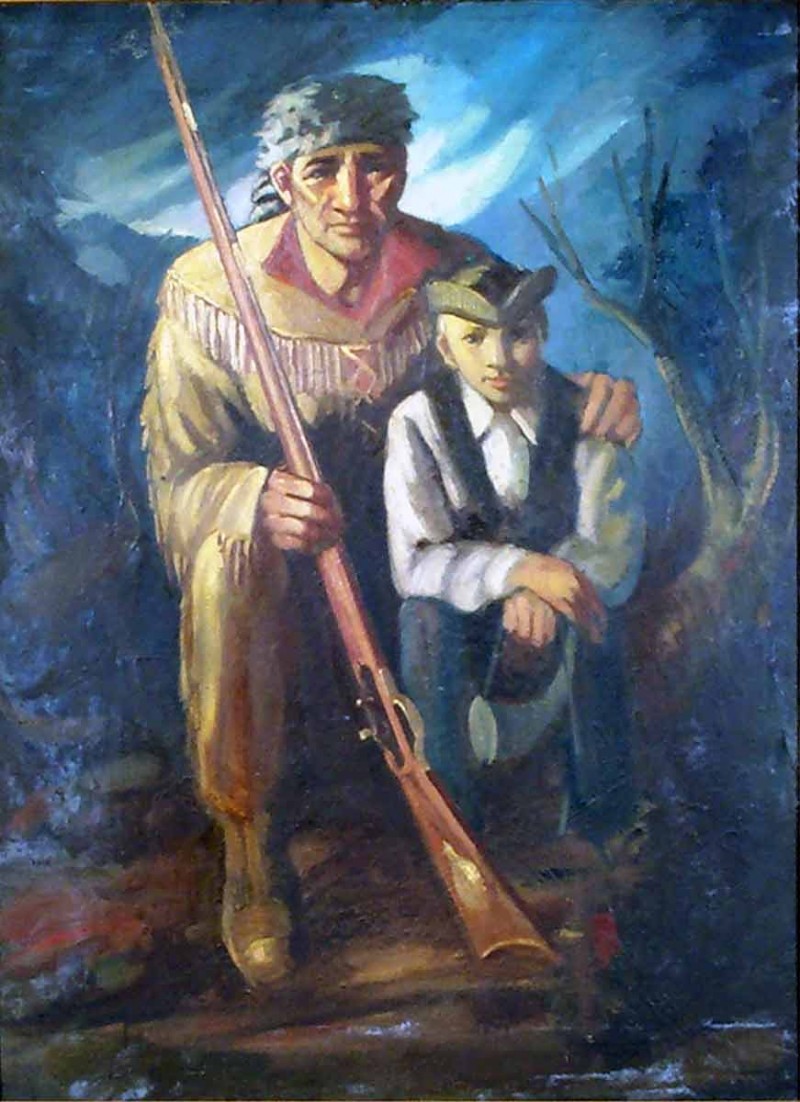 800x1102 Daniel Boone And His Son - Daniel Boone Painting