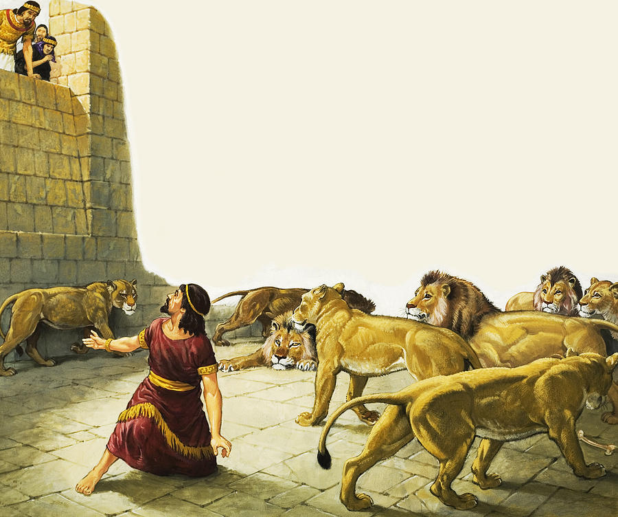 900x752 Daniel In The Lion's Den Painting By English School - Daniel In The Lions Den Painting