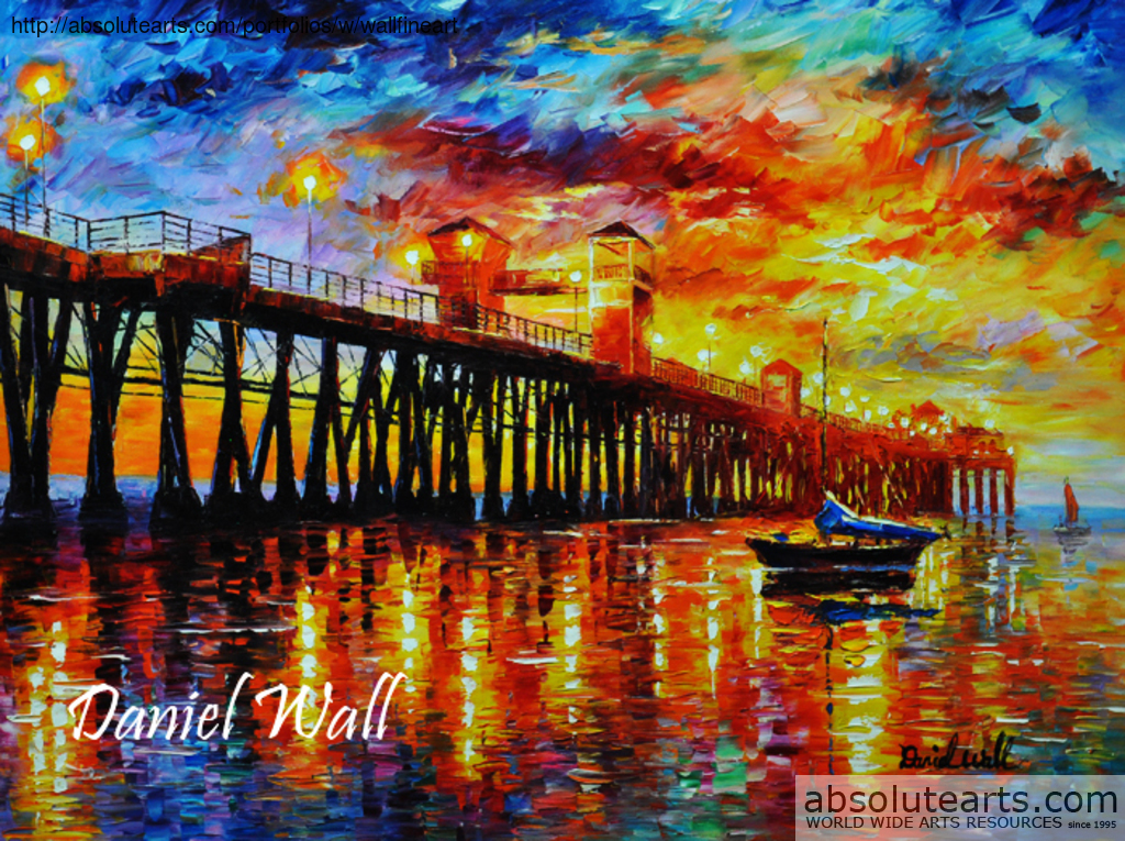 1024x765 Daniel Wall Artwork Twilight Over Oceanside Pier Ca Original - Daniel Wall Painting