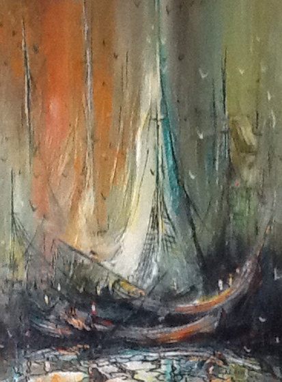 413x559 Monterey Fishing Ships 1968 24x18 By Danny Garcia - Danny Garcia Painting