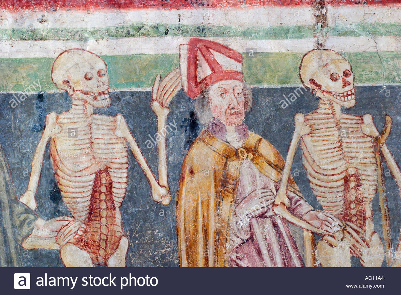 1300x956 Danse Macabre Frescos In The Church Sv Trojica Hl Trinity In Stock - Danse Macabre Painting