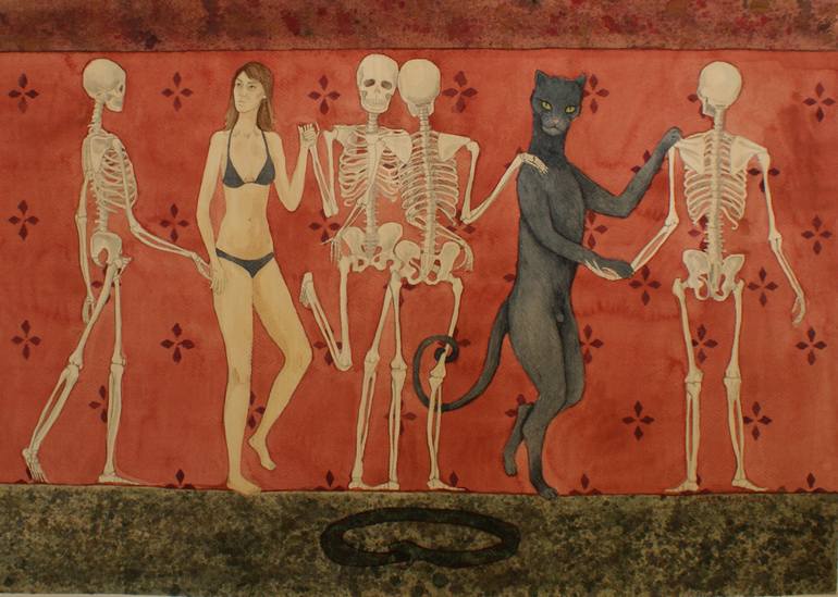 770x549 Saatchi Art Danse Macabre Dance Of The Dead Painting By Monika - Danse Macabre Painting