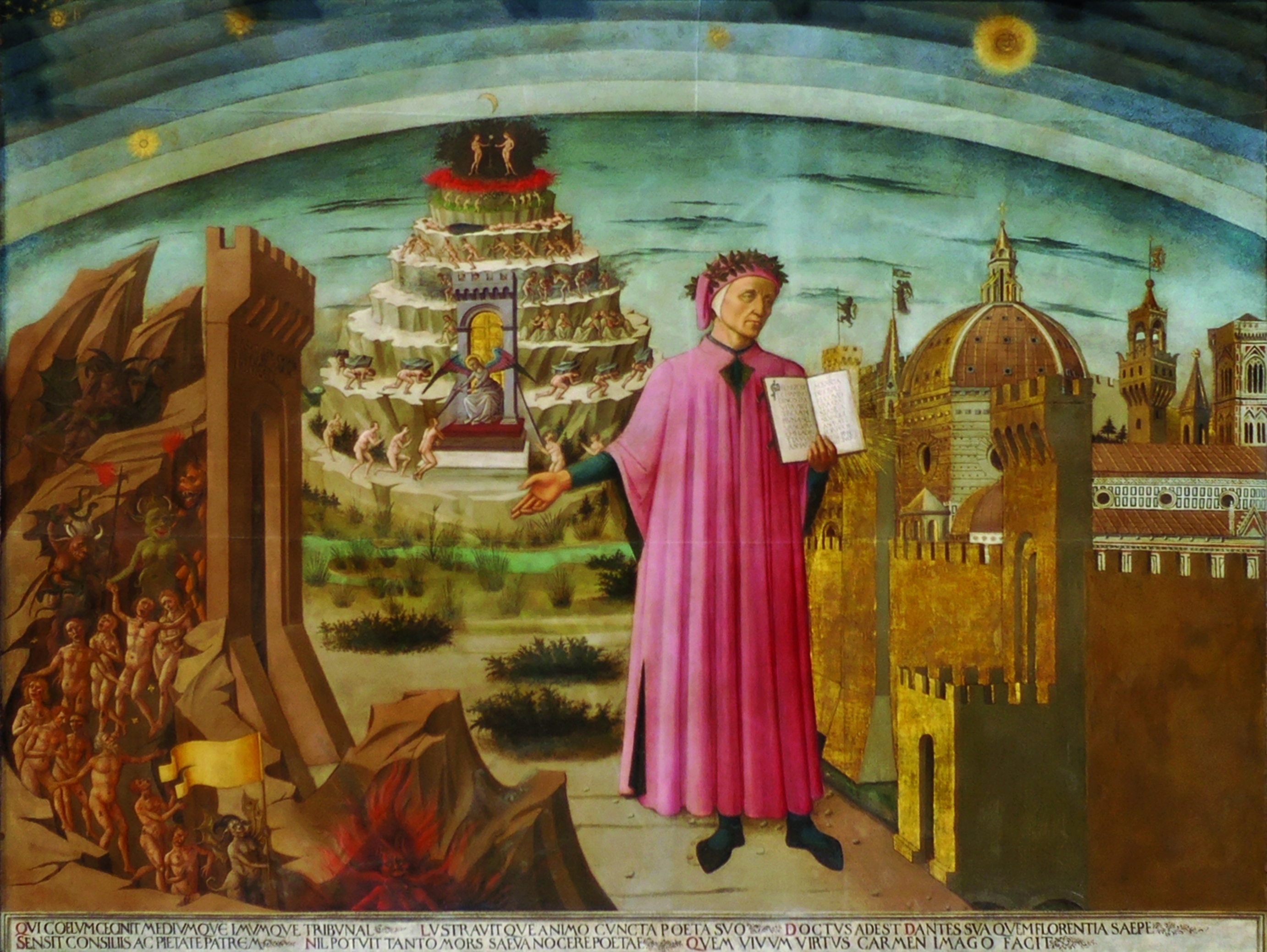 2764x2077 The Painting Of Dante Inside The Florentine Cathedral - Dante Alighieri Inferno Painting