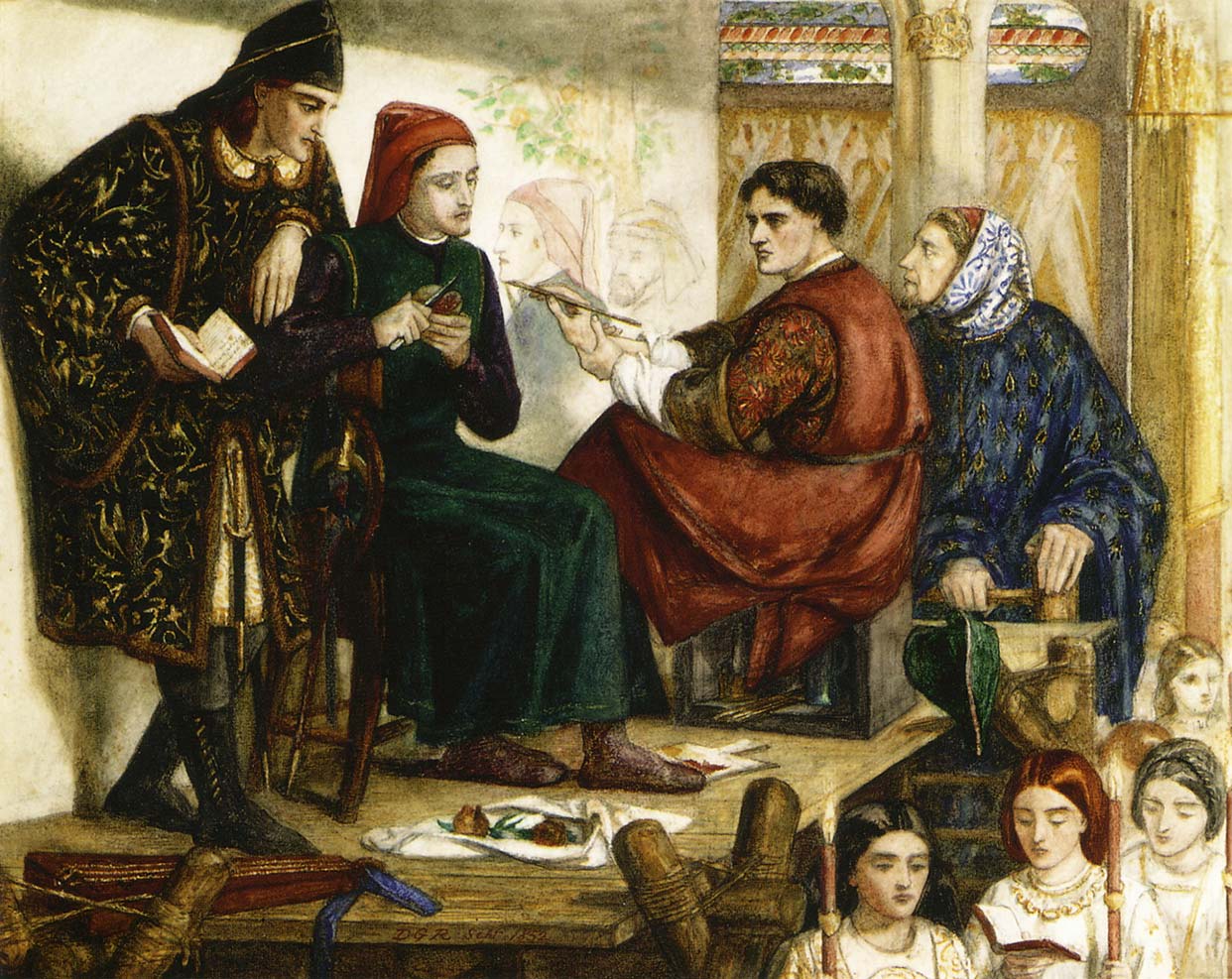 1242x987 Embracing Dante Alighieri Pre Raphaelite Sisterhood - Dante Alighieri Painting
