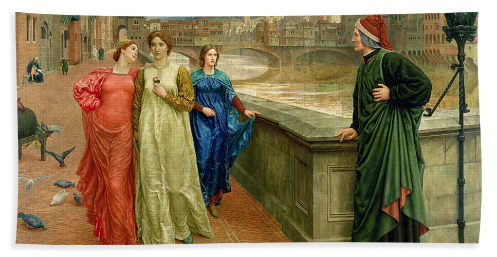 967x500 Dante And Beatrice Beach Towel For Sale By Henry Holiday - Dante And Beatrice Painting