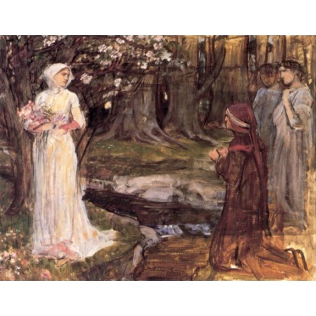 458x458 Dante And Beatrice 1915 By John William Waterhouse Art Gallery Oil - Dante And Beatrice Painting