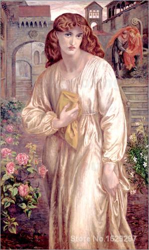 299x500 Salutation Of Beatrice By Dante Gabriel Rossetti Famous Portrait - Dante And Beatrice Painting