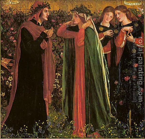 600x574 The Salutation Of Beatrice 2 By Dante Gabriel Rossetti Oil - Dante And Beatrice Painting