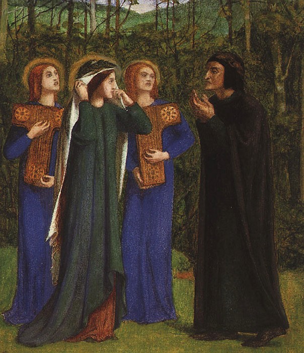 604x700 The Unrequited Love Of Dante And Beatrice - Dante And Beatrice Painting