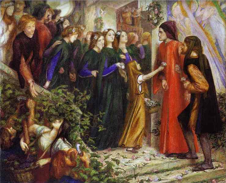 739x597 Beatrice Meeting Dante At A Marriage Feast Denies Him Her - Dante And Beatrice Painting