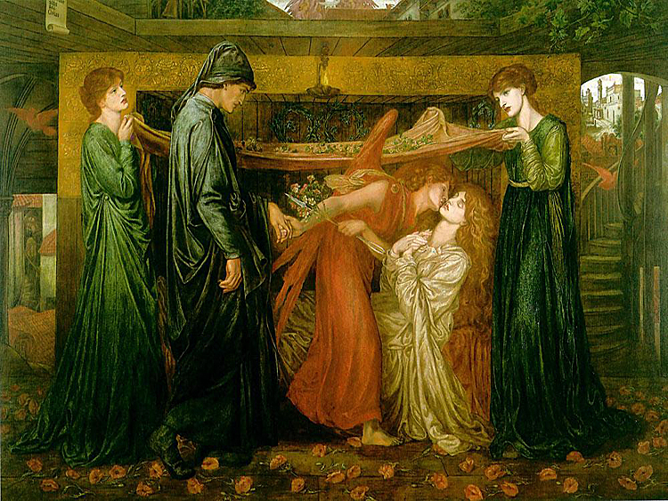 750x563 Dante's Dream - Dante And Beatrice Painting