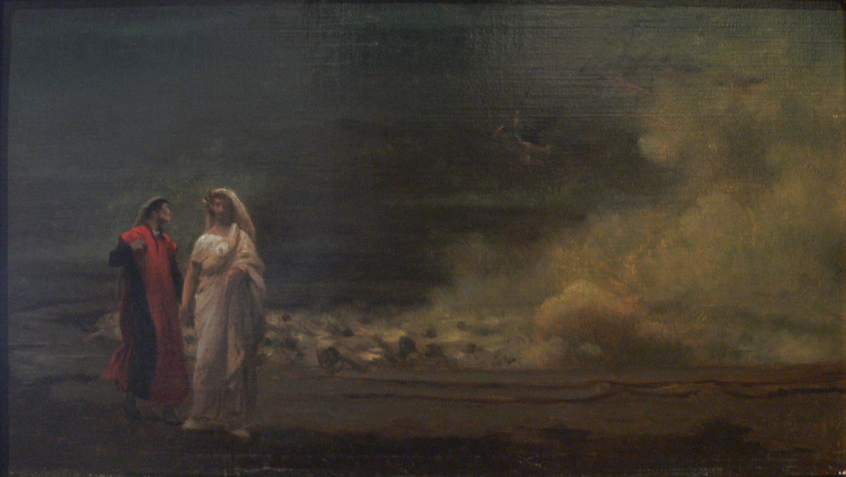 1200x677 Dante And Virgil In Hell Jean Leon Gerome Romanticism - Dante And Virgil In Hell Painting