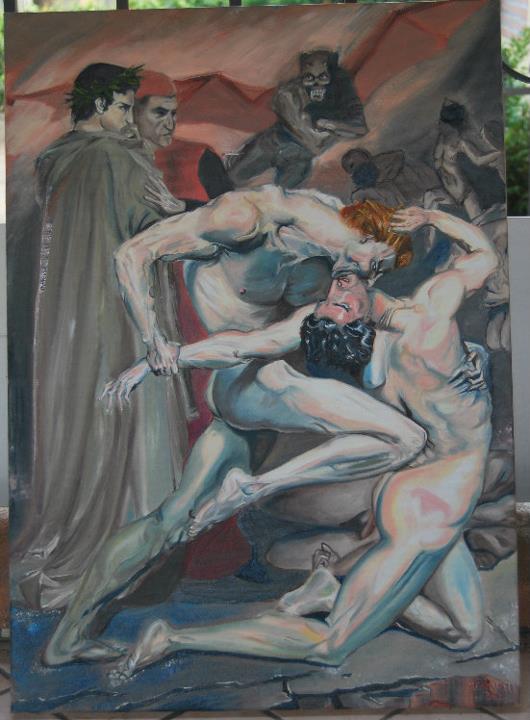 530x720 Dante And Virgil In Hell By Elettrosmogpunk - Dante And Virgil In Hell Painting