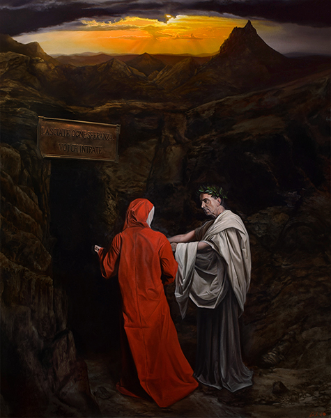 475x600 The Inferno Paintings Figurative Art Dramatic Realist Artist - Dante And Virgil In Hell Painting