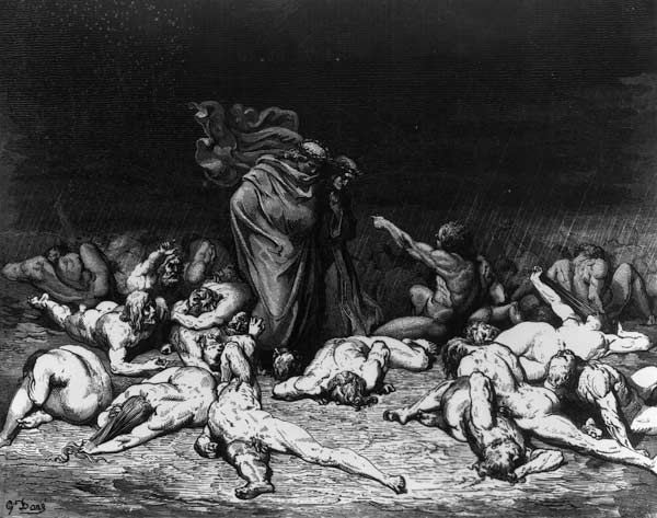 600x473 Dante And Virgil In Hell, Illustration F - Dante And Virgil Painting