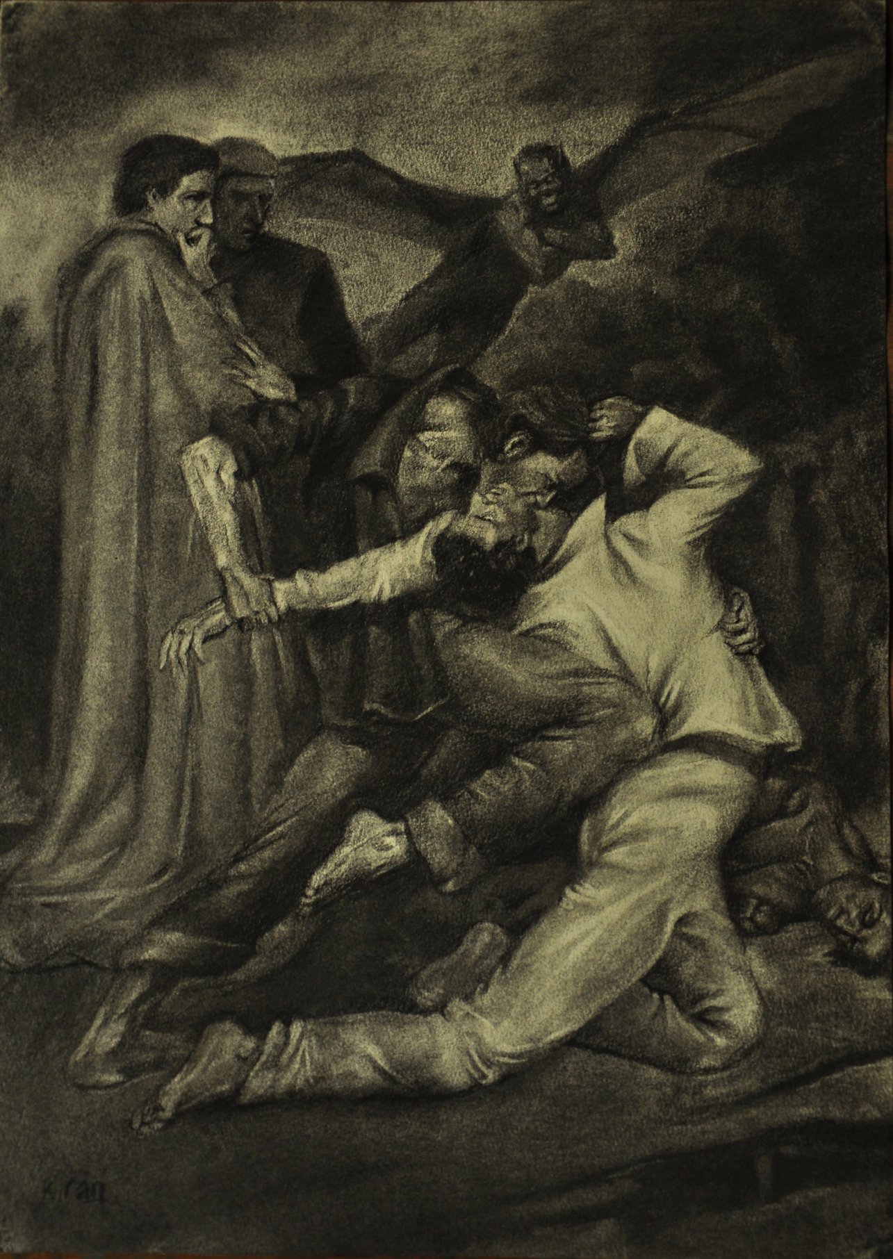 1285x1812 Bouguereau's And Virgil In In 21st Century Kiran - Dante And Virgil Painting