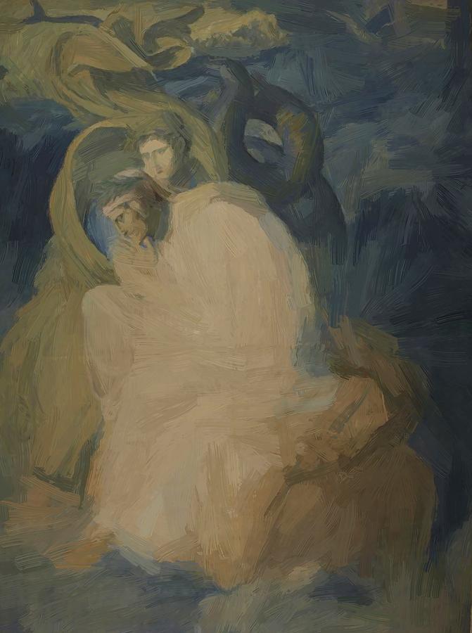 671x900 Dante And Virgil Carried By The Monster Geryon Painting By Koch - Dante And Virgil Painting