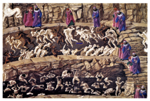 300x203 Divine Comedy Illustrated By Botticelli - Dante Hell Painting