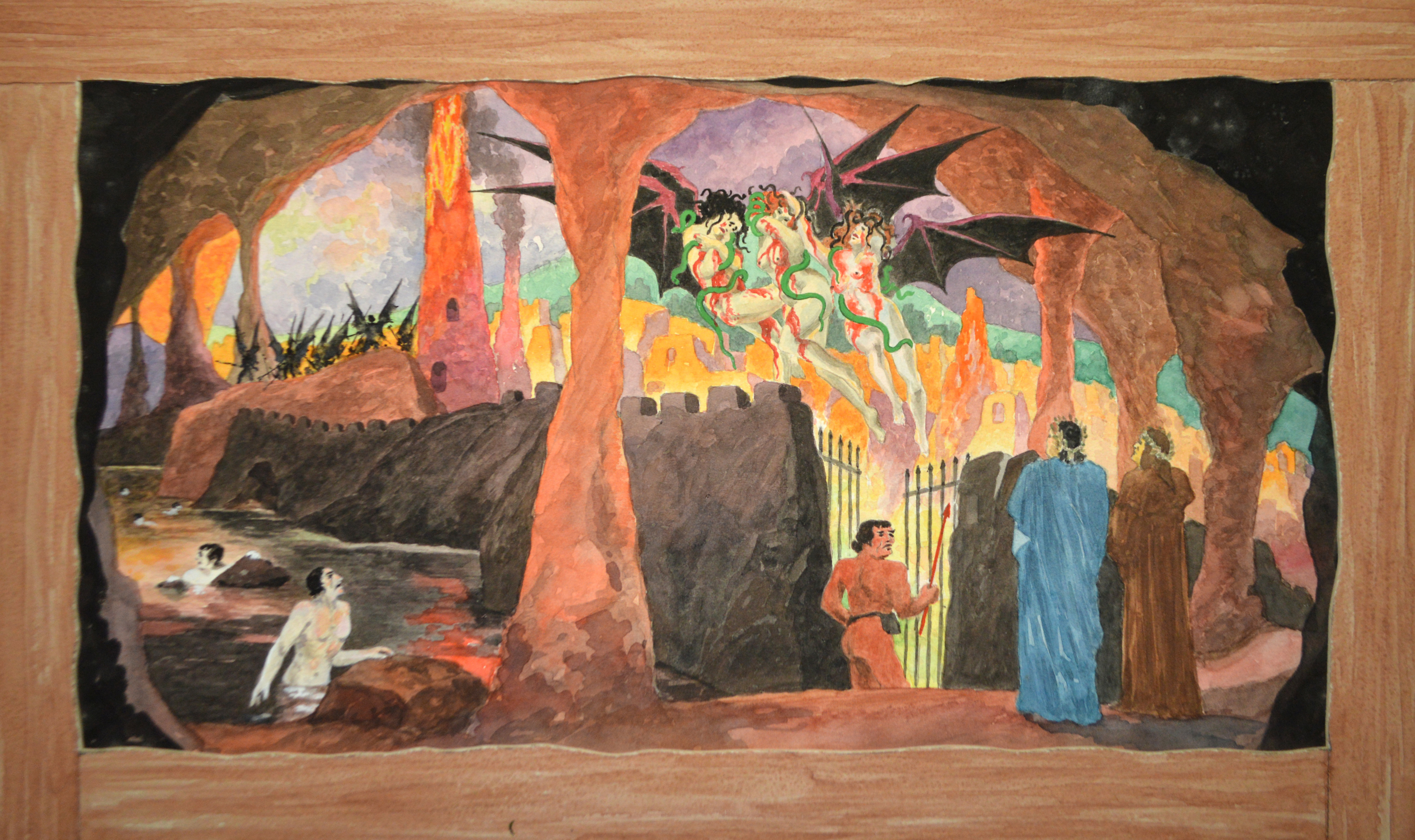 5152x3059 Monster Brains Dante's Inferno Watercolor Paintings, 1950'S - Dante Hell Painting