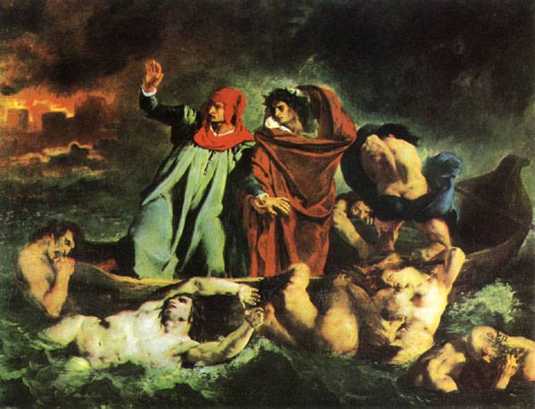 600x459 Three Pipe Problem Dante And Virgil On A Hellish Boat Ride - Dante Hell Painting