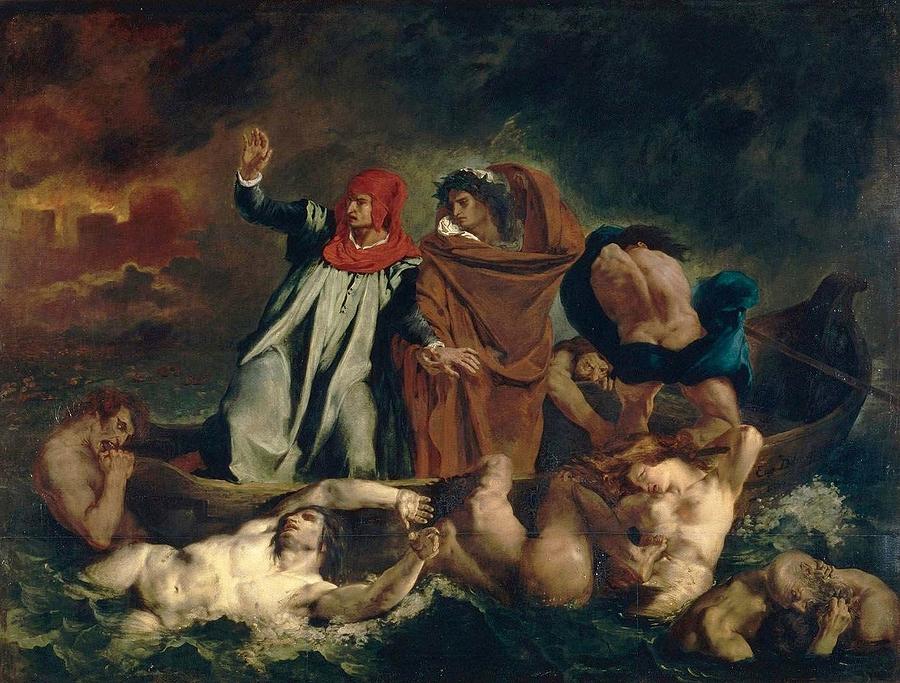 900x683 Dante And Vergil In Hell Painting By Eugene Delacroix - Dante Painting