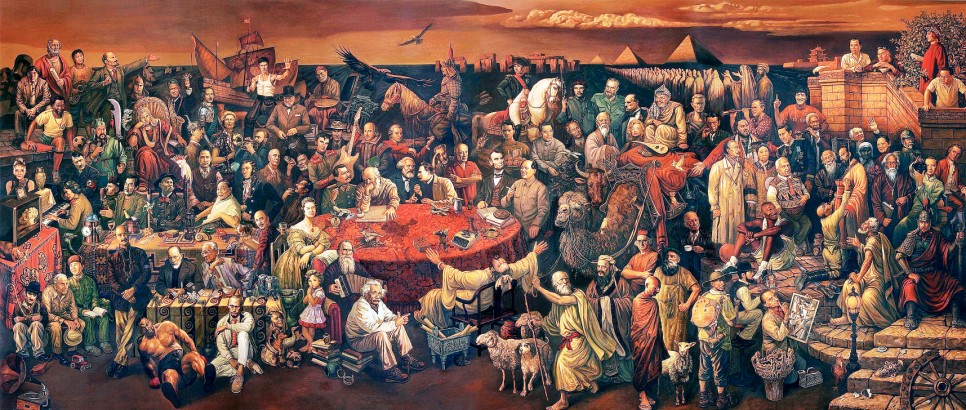 966x410 The Internet Sensation Dinner Party Painting With 103 Historical - Dante Painting